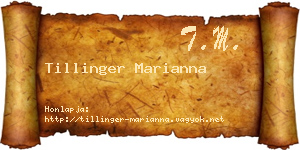 Tillinger Marianna névjegykártya